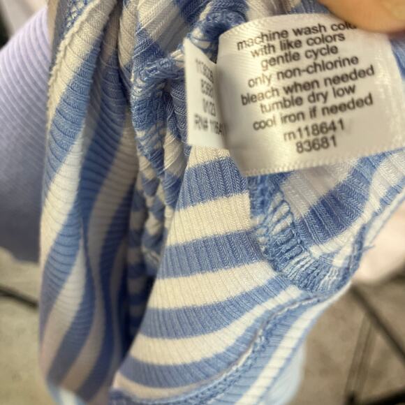 Lane Bryant Blue White Striped Sleeveless Polo Top Plus 26/28 Ribbed Stretch New - Picture 4 of 15